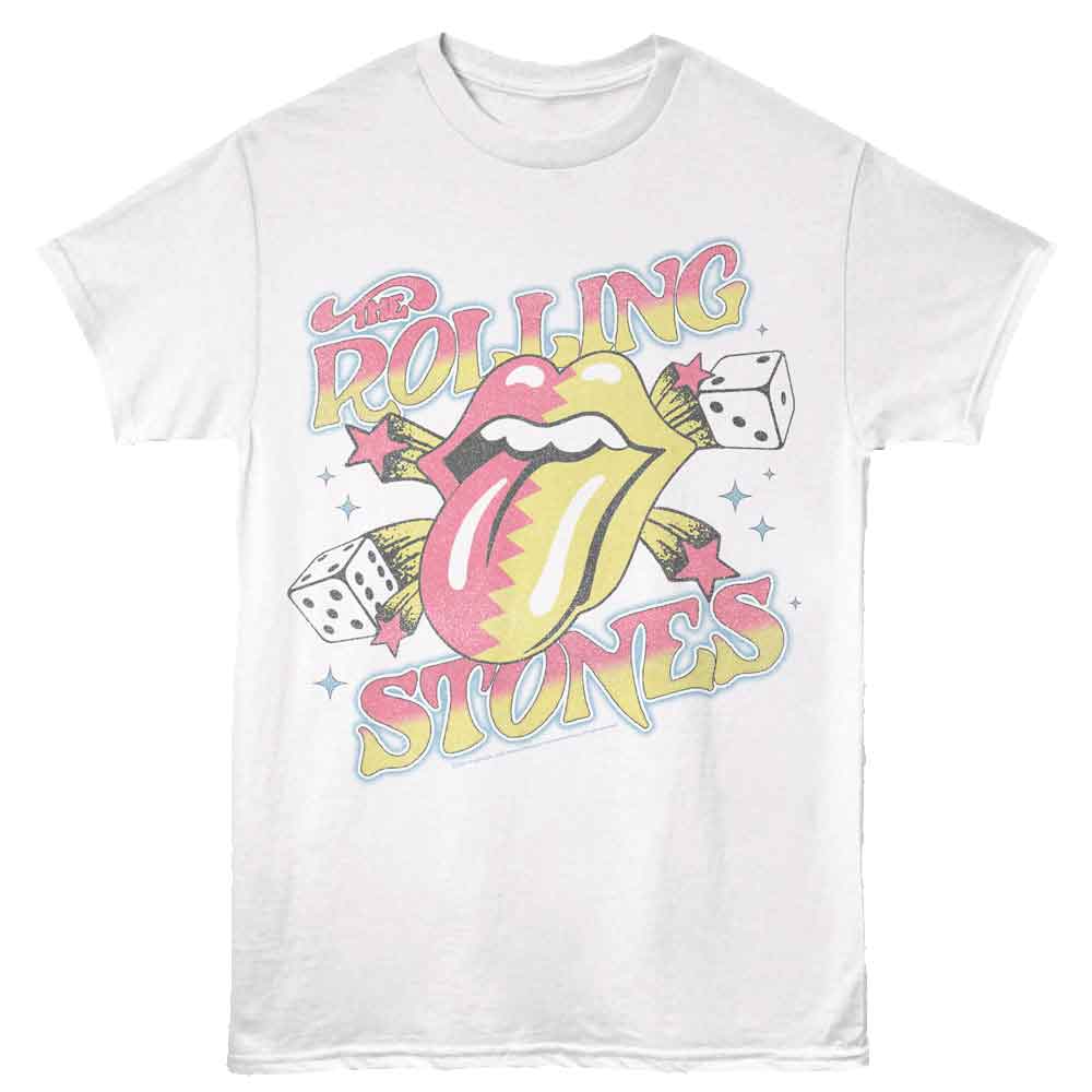 White Rolling Stones t-shirt featuring a Dice and Stars design