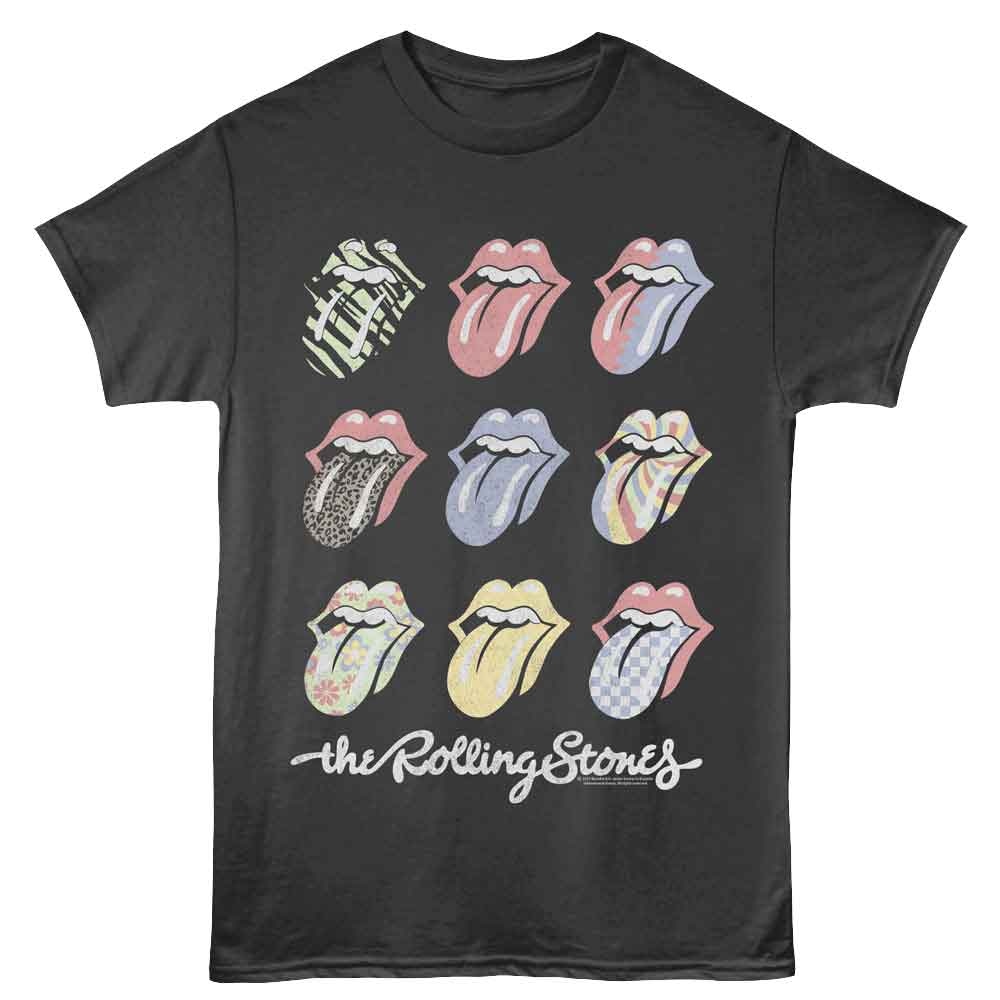 Smoke Gray Rolling Stones t-shirt featuring a Multi Color Tongues design