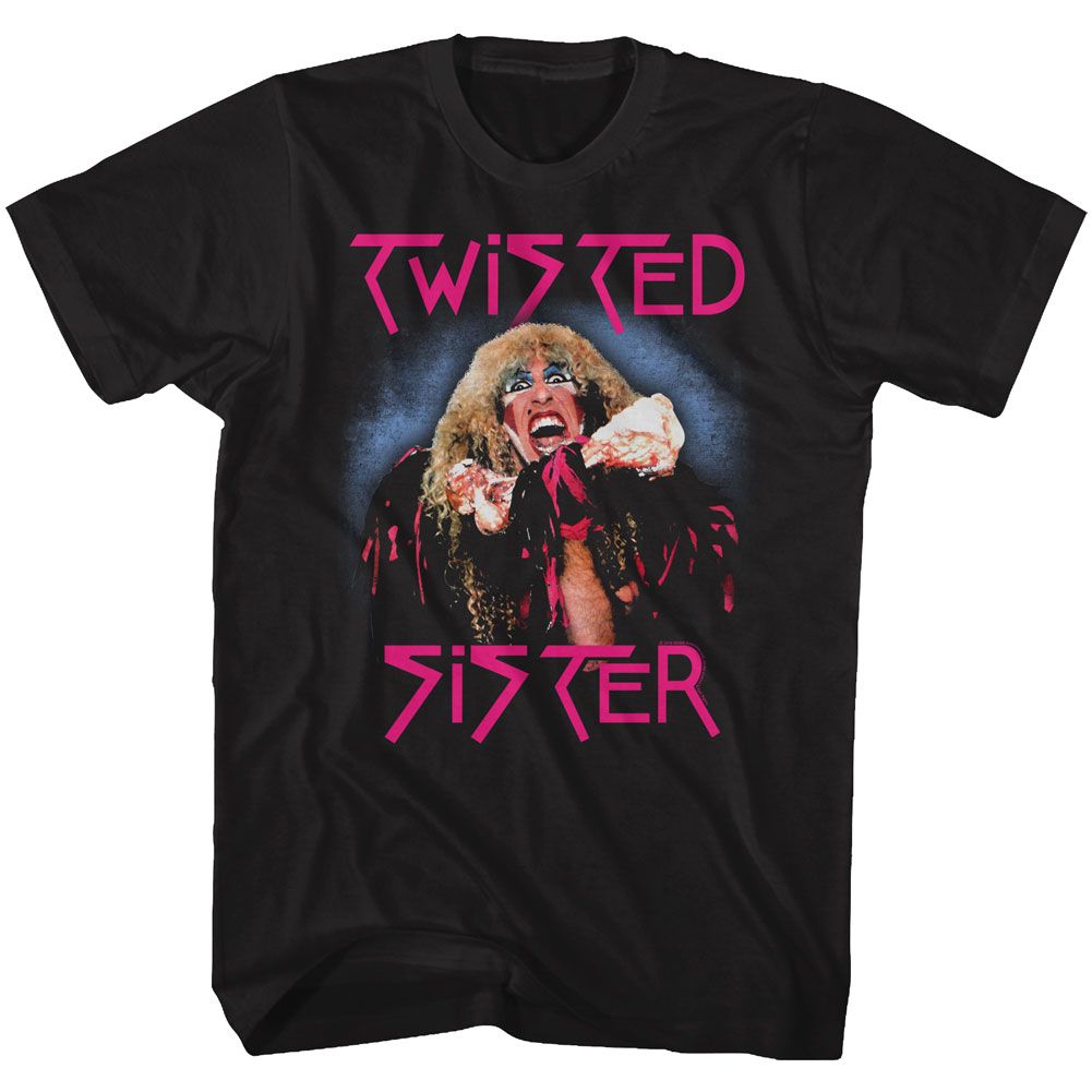 Black Twisted Sister t-shirt featuring a Twisted Dee design