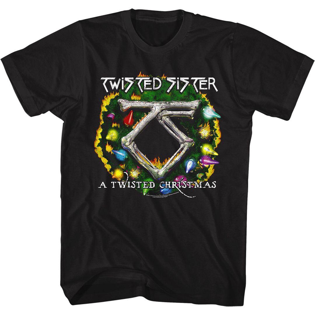 Black Twisted Sister t-shirt featuring an A Twisted Christmas design