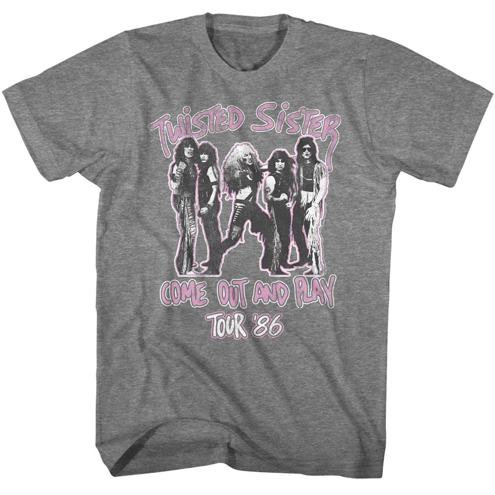 Graphite Heather Twisted Sister t-shirt featuring a Come Out and Play design