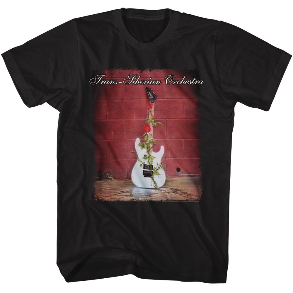 Black Trans-Siberian Orchestra t-shirt featuring a Rosy Guitar design