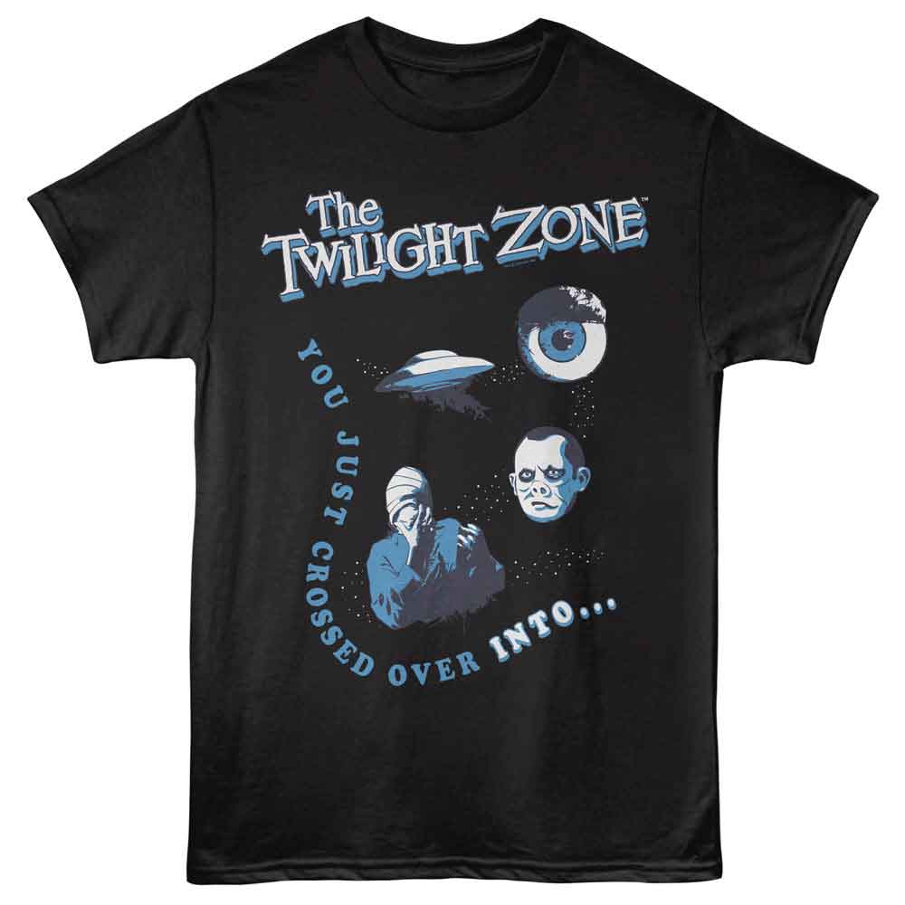 Black The Twilight Zone t-shirt featuring a You Just Crossed Over design