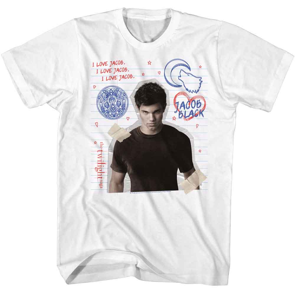 White Twilight t-shirt featuring a Jacob Doodles design