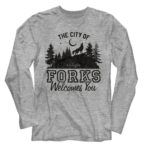 Twilight Long Sleeve T-Shirt - The City of Forks Gray Heather
