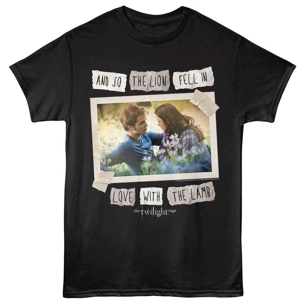 Black Twilight t-shirt featuring a Lion Lamb Scrapbook design