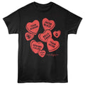 Black Twilight t-shirt featuring a Single Color Candy Hearts design
