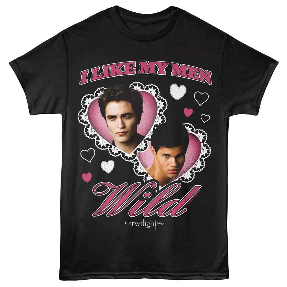 Black Twilight t-shirt featuring an I Like my Men Wild design