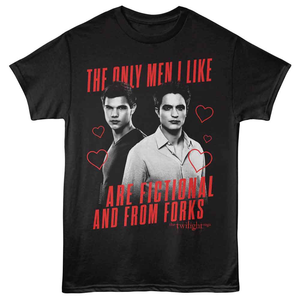Black Twilight t-shirt featuring a Fictional and from Forks design