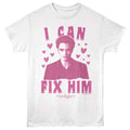 White Twilight t-shirt featuring a Fix Him Sketchy Hearts design