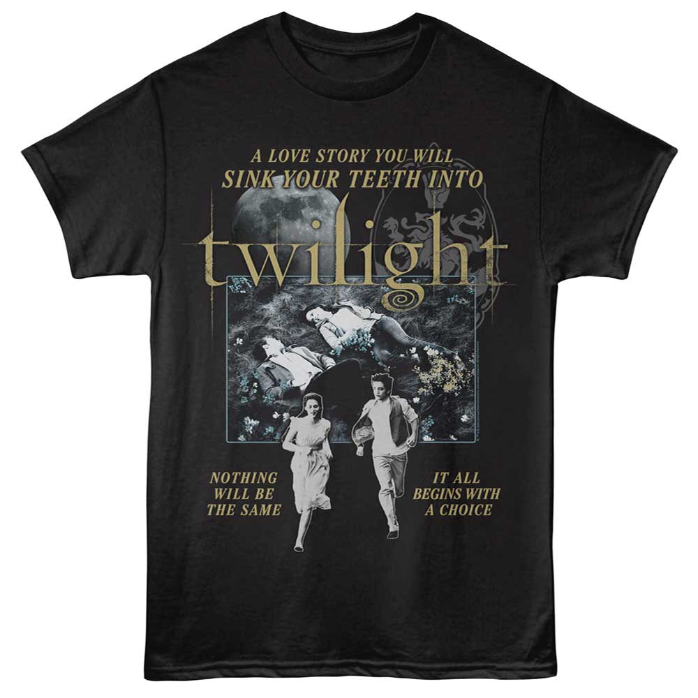 Black Twilight t-shirt featuring an A Love Story design