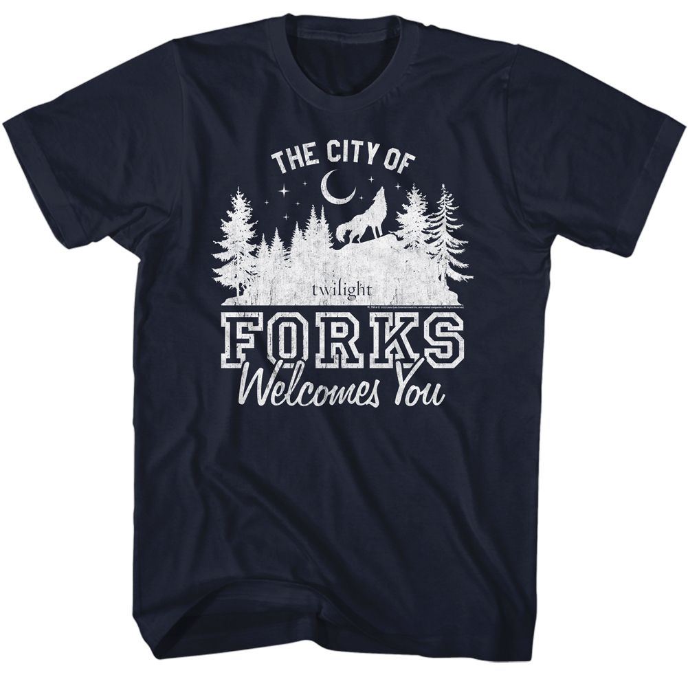 Navy Twilight t-shirt featuring a The City of Forks Navy design