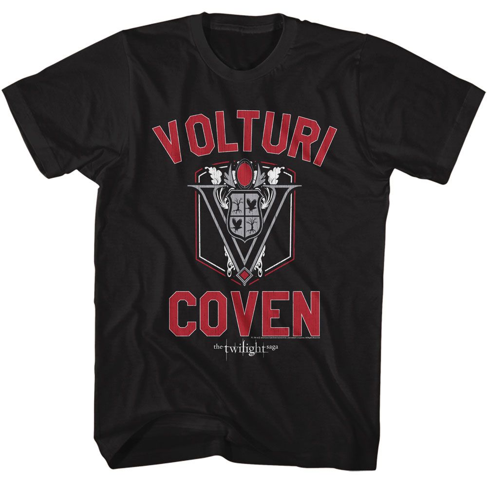 Black Twilight t-shirt featuring a Volturi Coven design