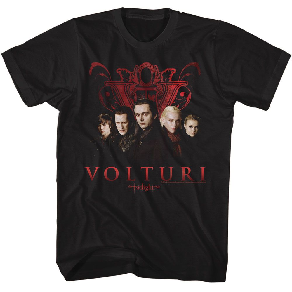 Black Twilight t-shirt featuring a Volturi Group design