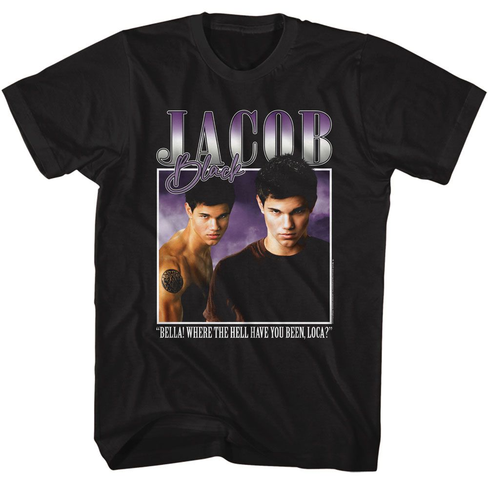 Black Twilight t-shirt featuring a Jacob 90S Style design