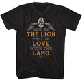 Black Twilight t-shirt featuring a Lion Lamb Quote design
