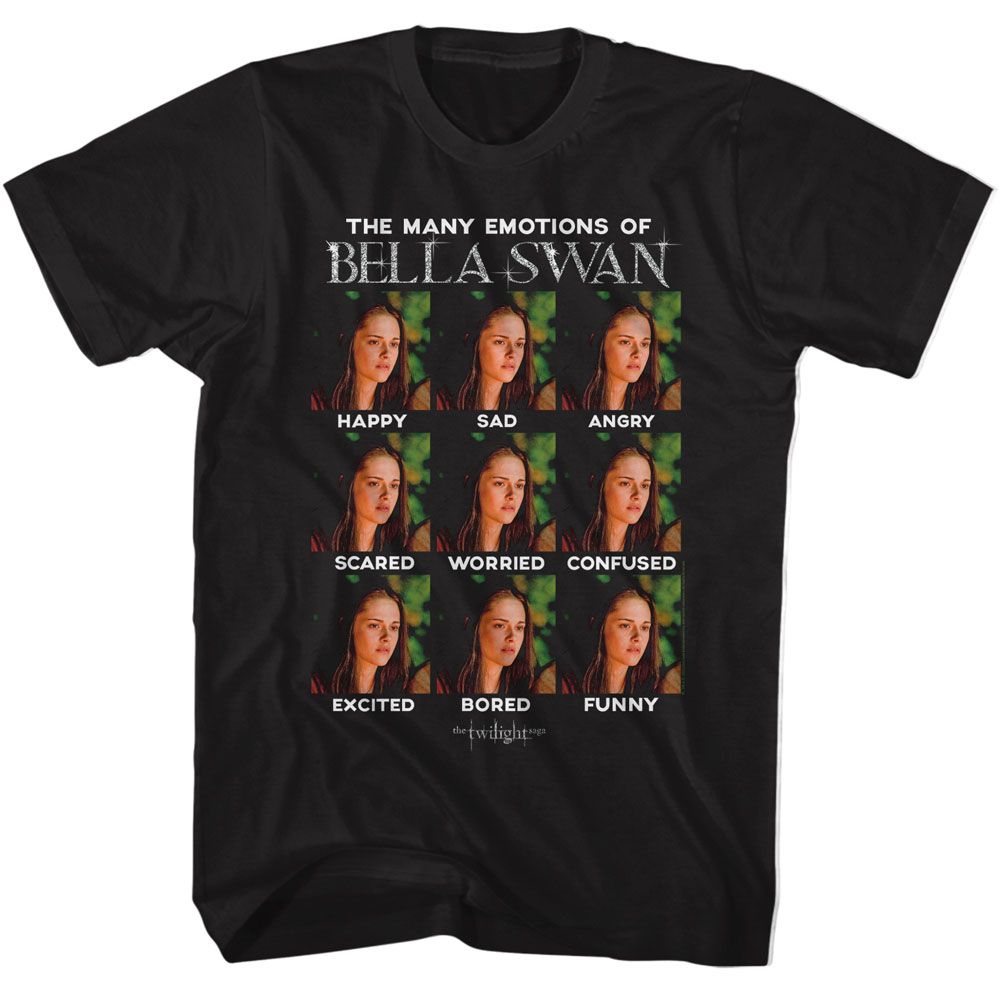 Black Twilight t-shirt featuring a Many Emotions design
