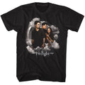 Black Twilight t-shirt featuring a Jacob Bella Edward Clouds design