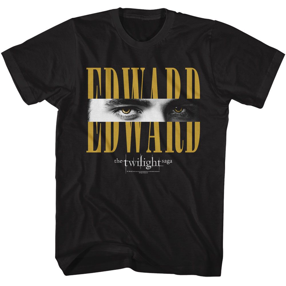 Black Twilight t-shirt featuring an Edward Eyes design
