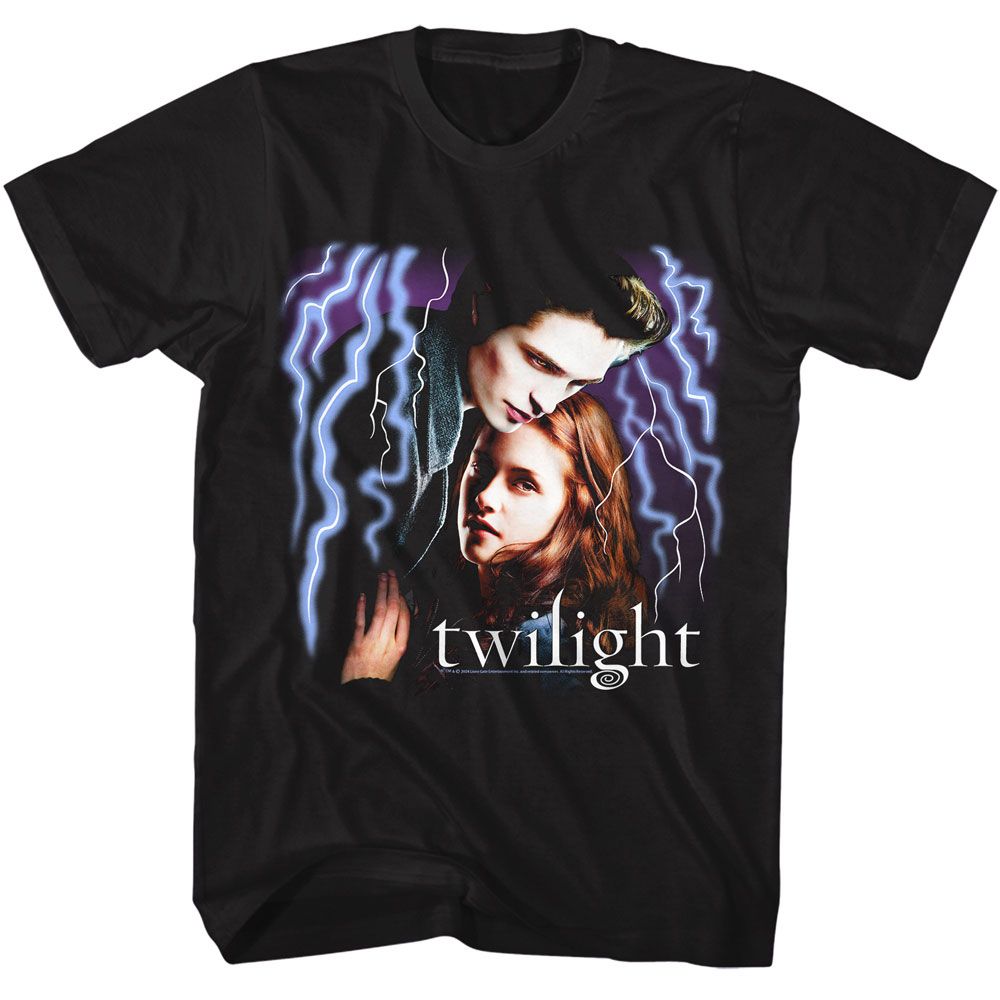 Black Twilight t-shirt featuring a Lightning Strikes design