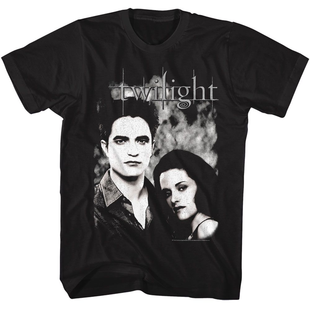 Black Twilight t-shirt featuring an Edward and Bella design