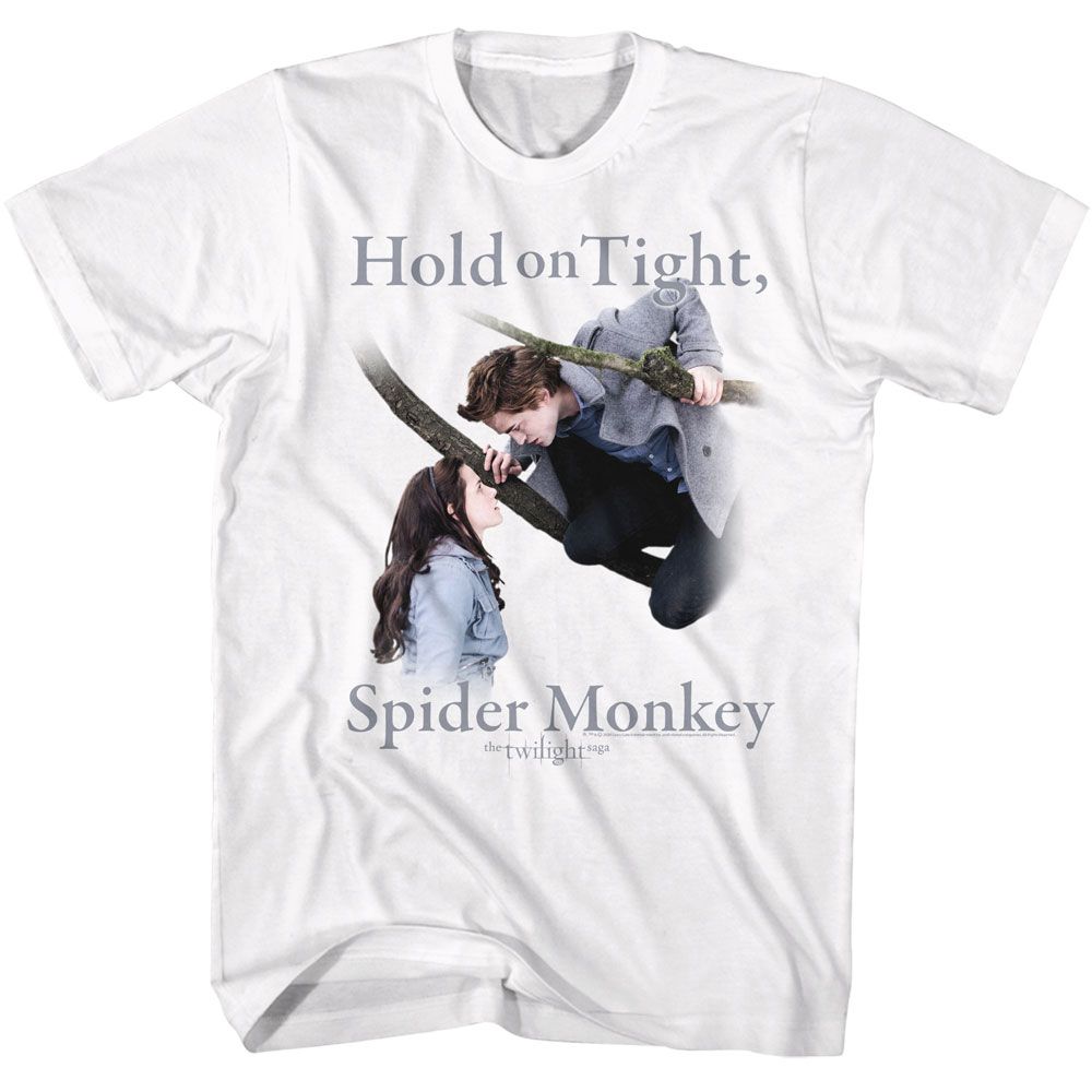 White Twilight t-shirt featuring a Spider Monkey design