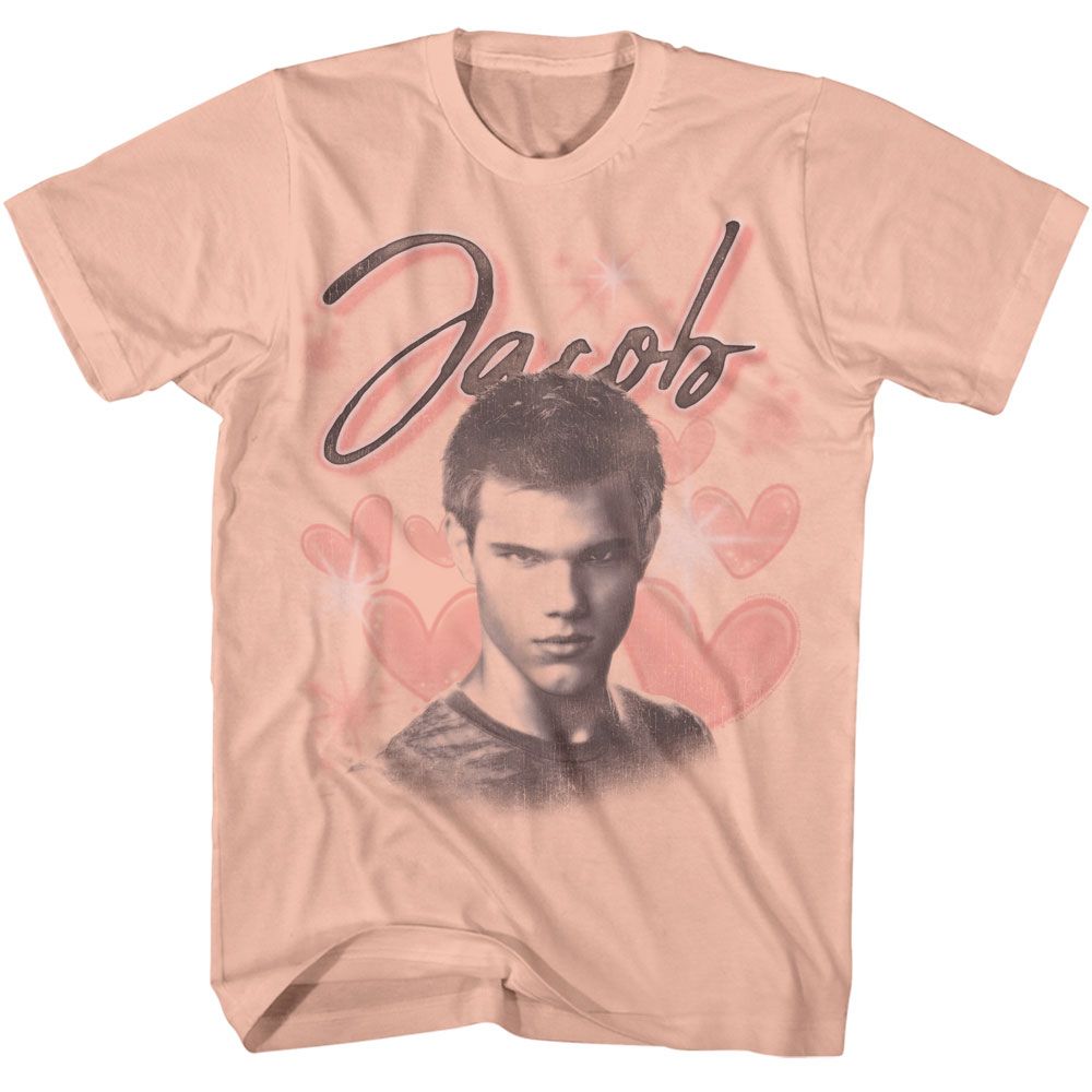 Peach Twilight t-shirt featuring a Jacob Hearts design