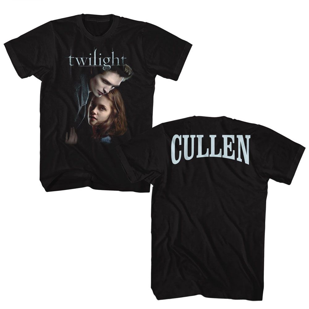 Black Twilight t-shirt featuring a Poster with Cullen Arch design