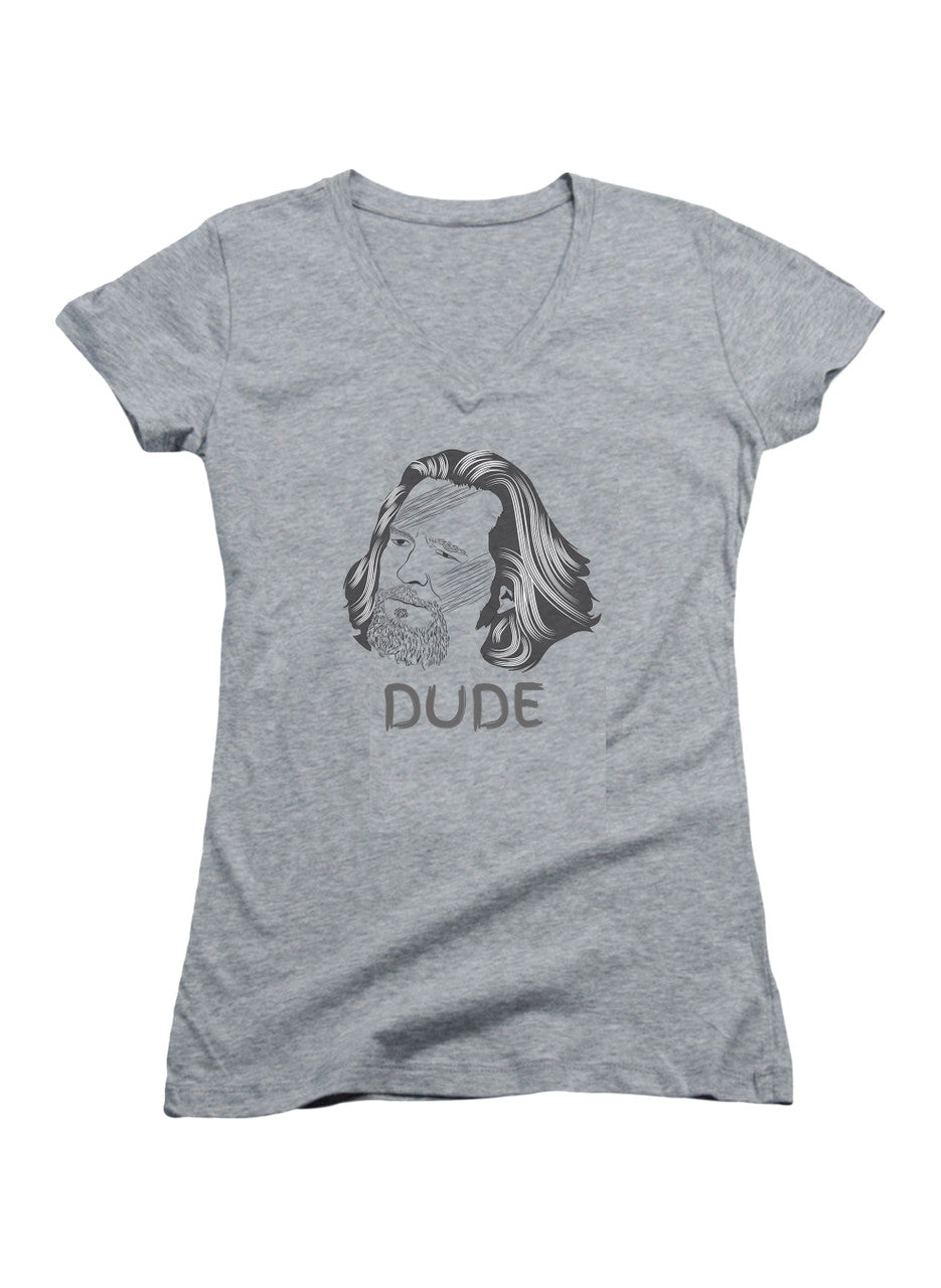 Gray The Dude Juniors V-Neck T-Shirt