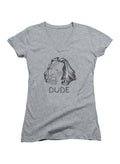 Gray The Dude Juniors V-Neck T-Shirt