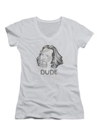 White The Dude Juniors V-Neck T-Shirt
