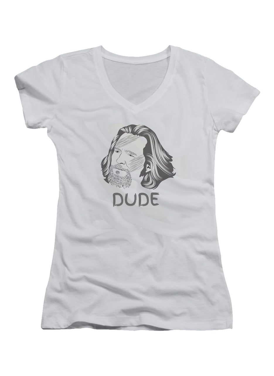 White The Dude Juniors V-Neck T-Shirt