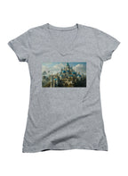 Gray The Free City Juniors V-Neck T-Shirt