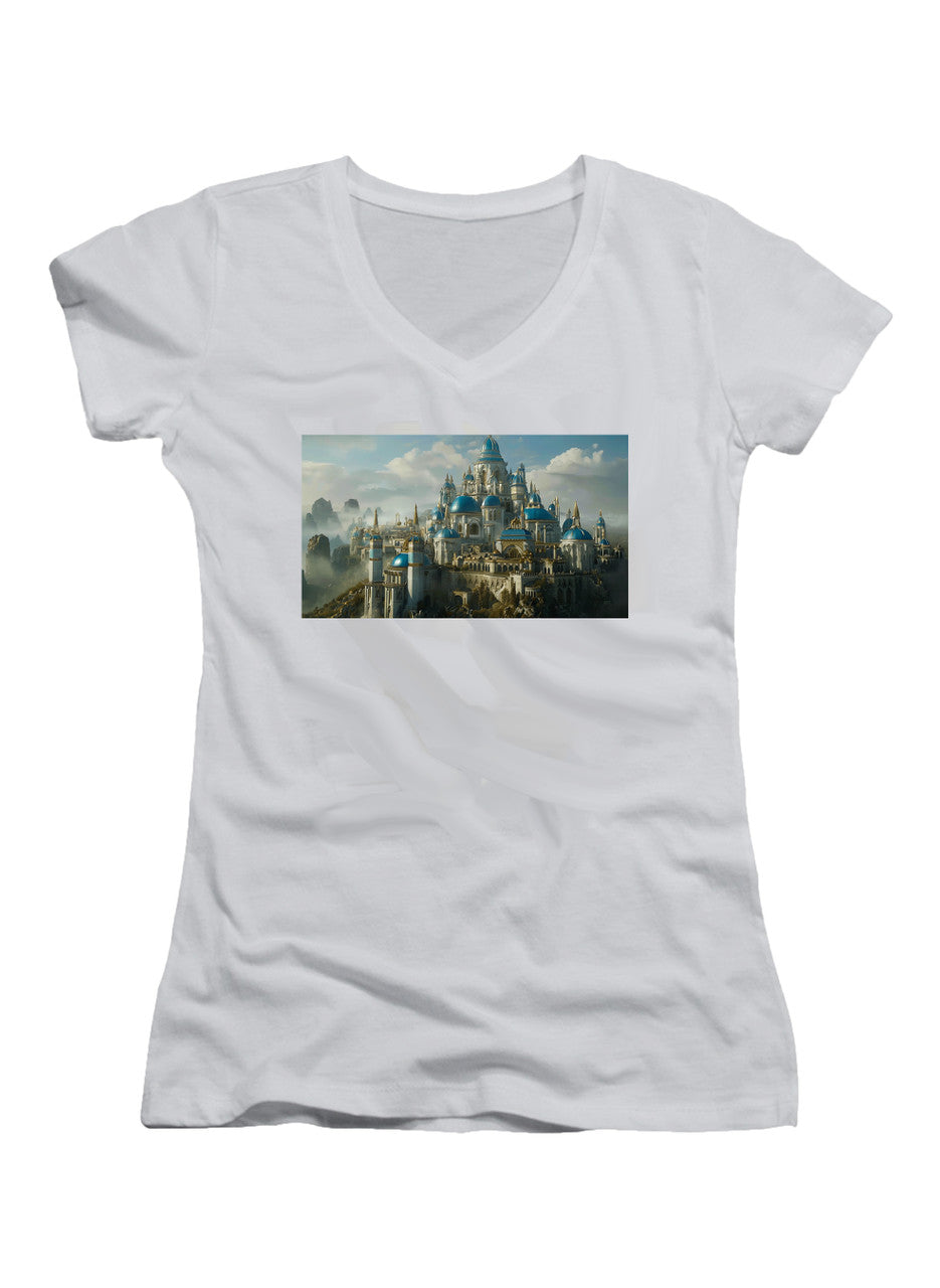 White The Free City Juniors V-Neck T-Shirt