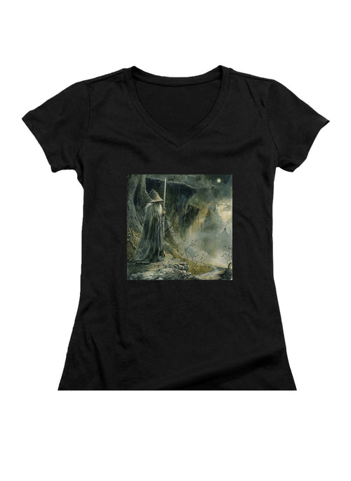 Black The Grey Wizard Juniors V-Neck T-Shirt