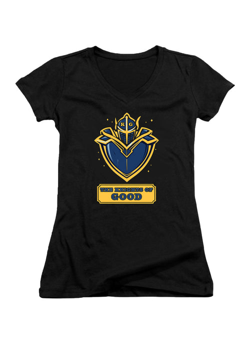 Black The Knights of Good Logo Juniors V-Neck T-Shirt