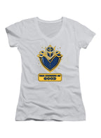 White The Knights of Good Logo Juniors V-Neck T-Shirt