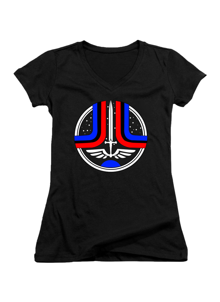 Black Star League Logo Juniors V-Neck T-Shirt
