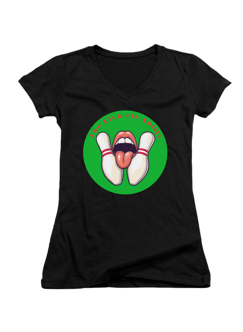 Black The Lick-ety Splits Juniors V-Neck T-Shirt