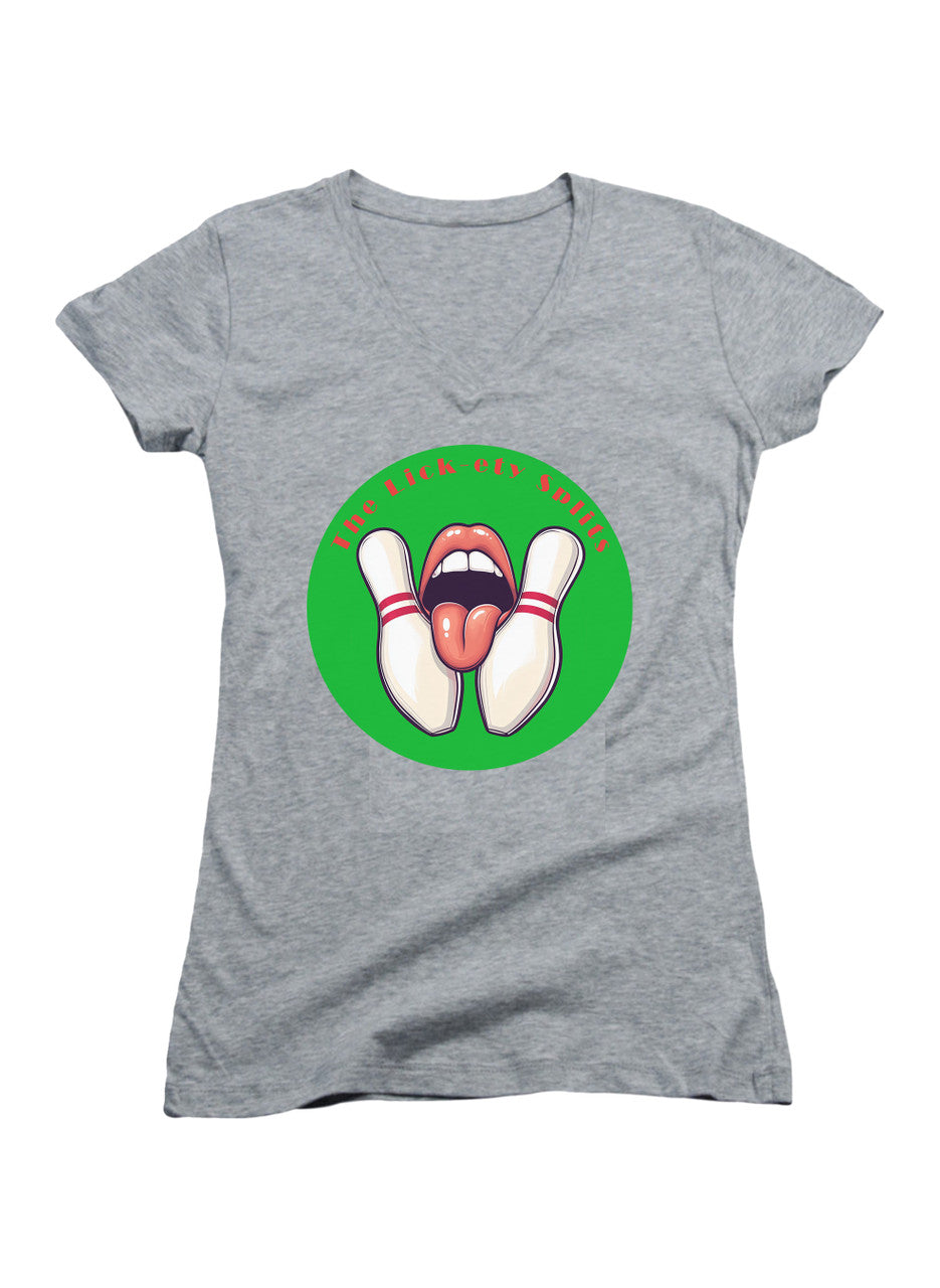 Gray The Lick-ety Splits Juniors V-Neck T-Shirt