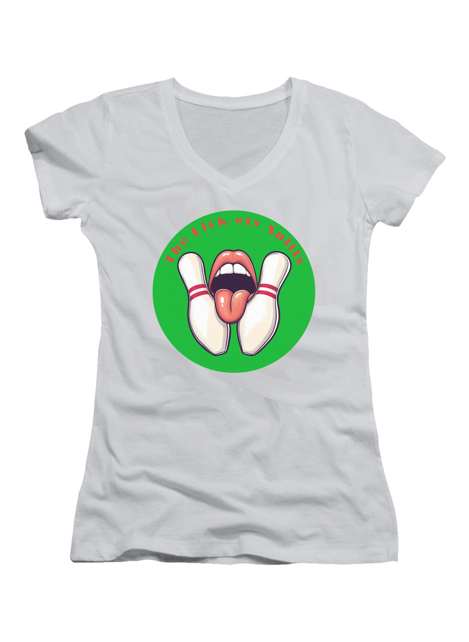 White The Lick-ety Splits Juniors V-Neck T-Shirt