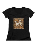 Black The Prancing Pony Juniors V-Neck T-Shirt