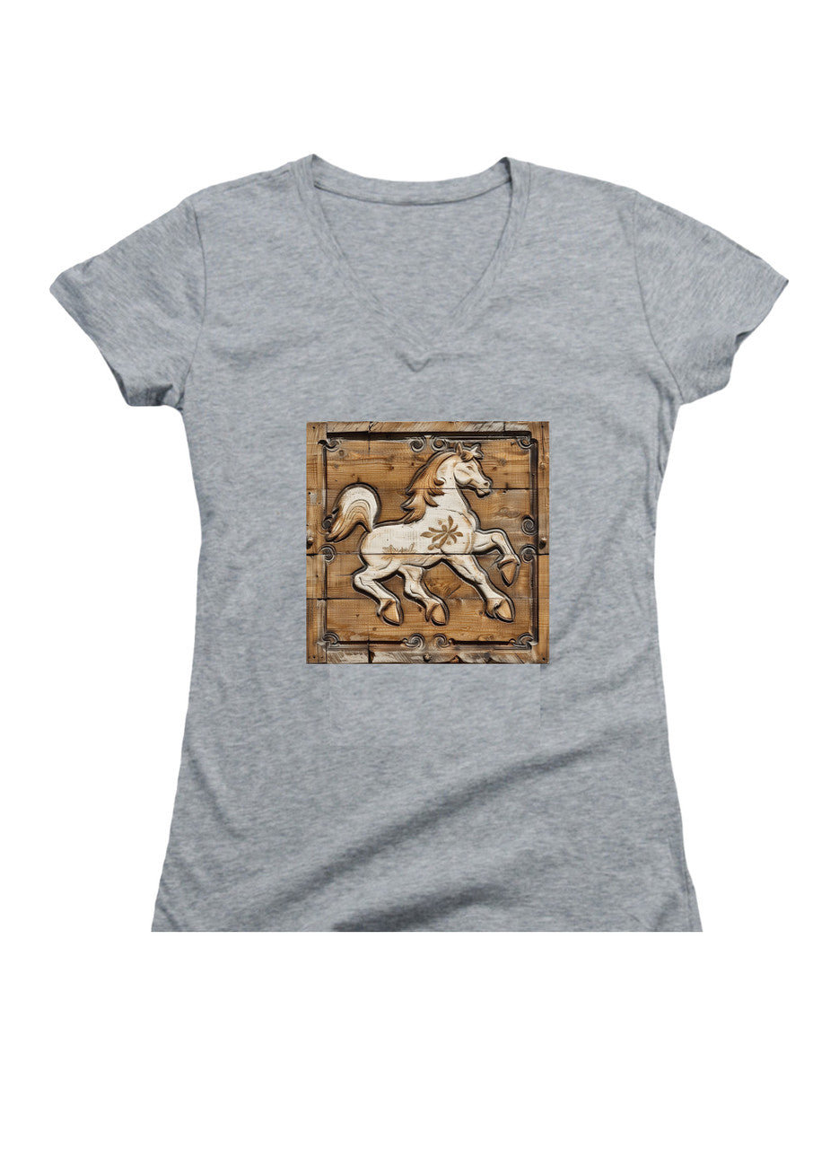 Gray The Prancing Pony Juniors V-Neck T-Shirt