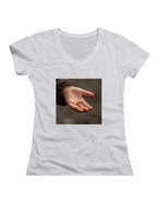 White The Ring Juniors V-Neck T-Shirt