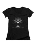 Black The White Tree Juniors V-Neck T-Shirt