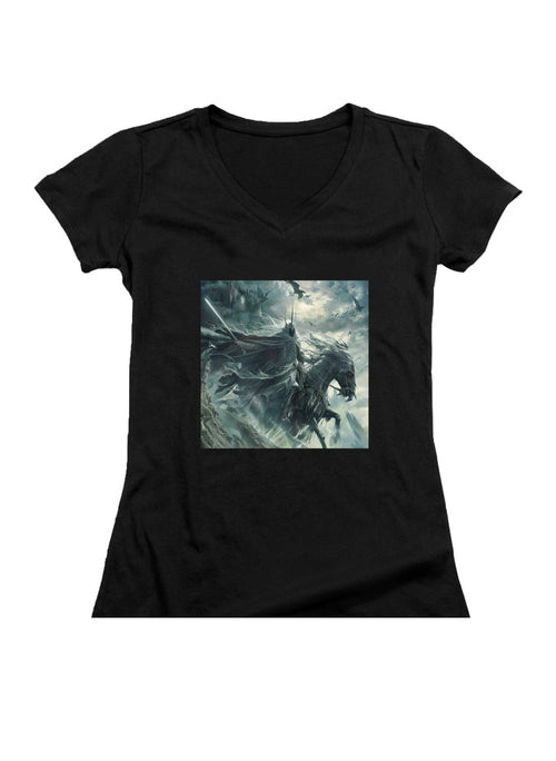 Black The Witch King Juniors V-Neck T-Shirt