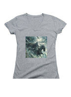 Gray The Witch King Juniors V-Neck T-Shirt