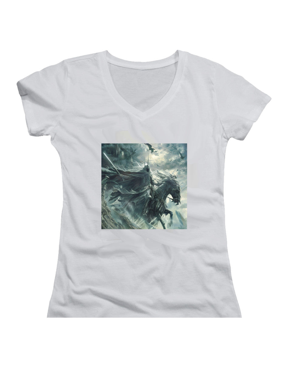 White The Witch King Juniors V-Neck T-Shirt