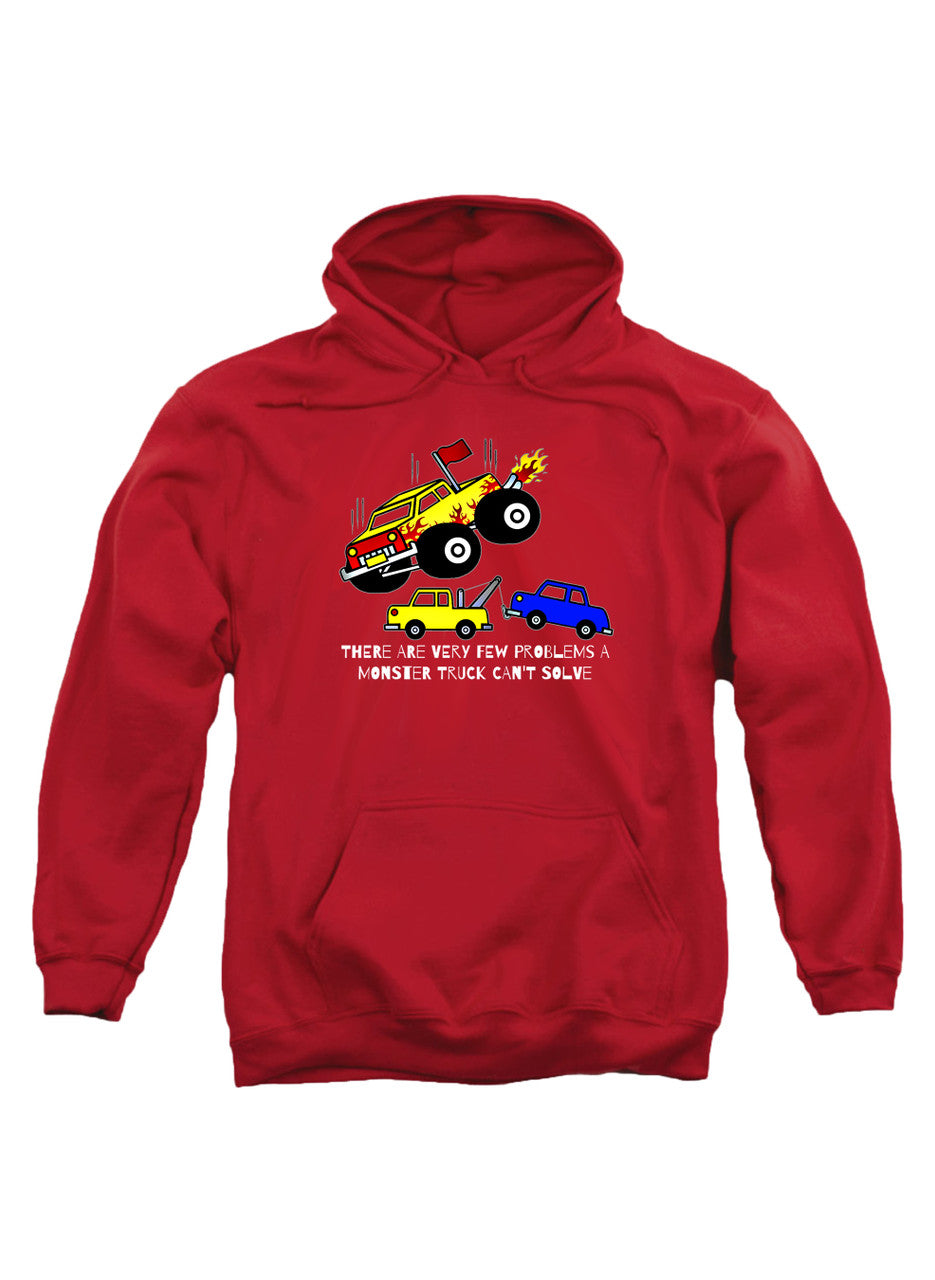 Red There are Very Few Problems a Monster Truck Can't Solve Hoodie