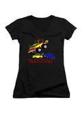 Black There are Very Few Problems a Monster Truck Can't Solve Juniors V-Neck T-Shirt